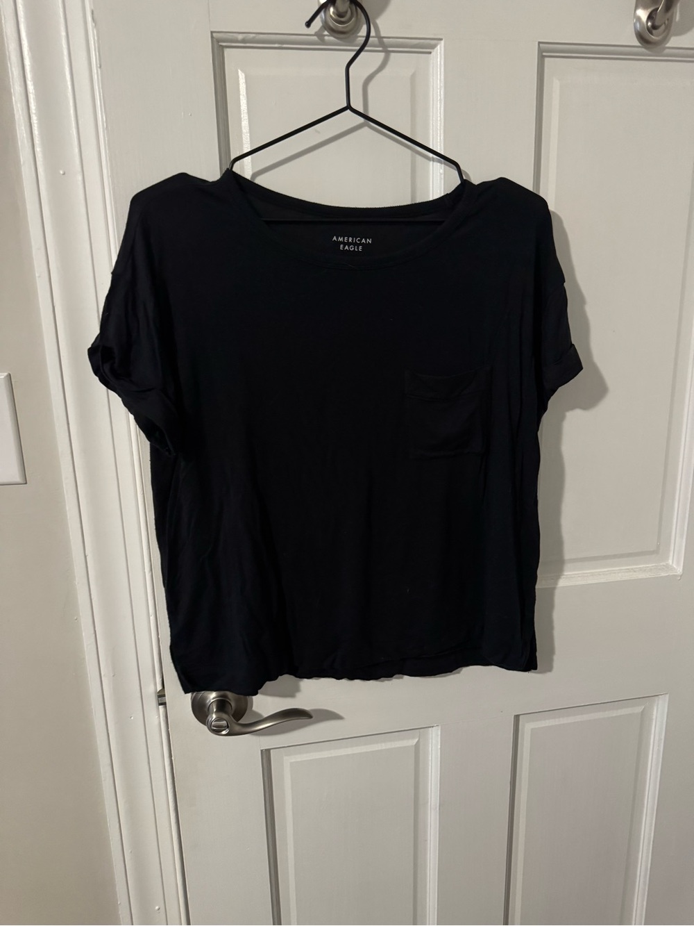 American Eagle Outfitters Black Short-Sleeve Pocket Tee - Classic Crew